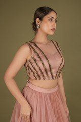Salmon pink Top With Net SkirtDSC02393
