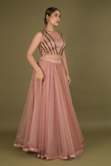 Salmon pink Top With Net SkirtDSC02394