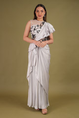 Ruffled Embroidered Gown