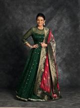 Green Full Length Gown With Dupatta