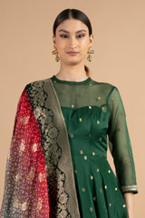 Green Full Length Gown With DupattaDSC05056