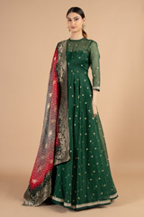Green Full Length Gown With DupattaDSC05058