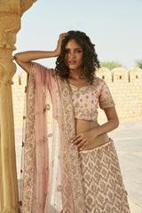 Peach Jaal  Lehenga2