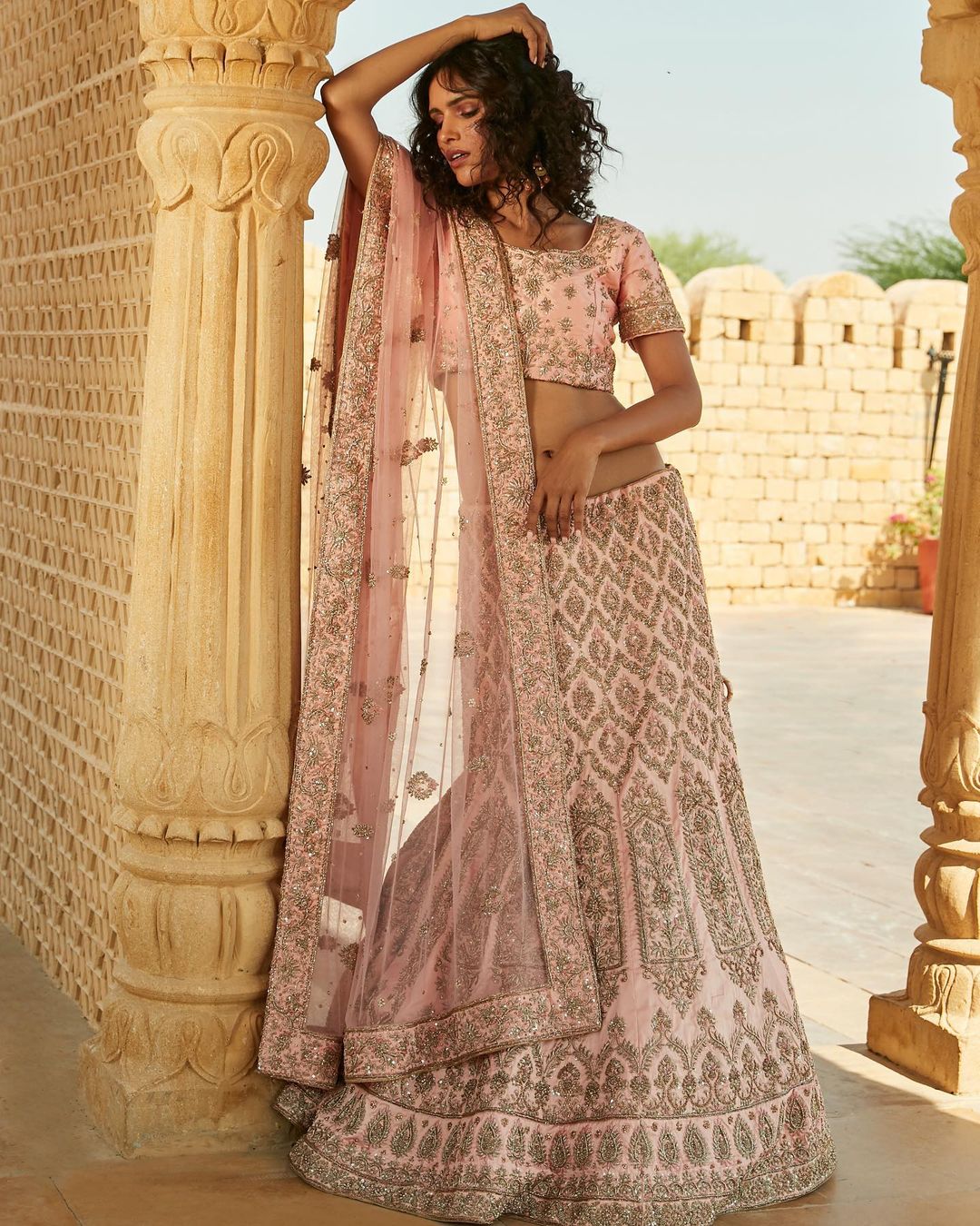 Peach Jaal  Lehenga3