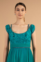 Teal Cold Shoulder GownDSC01061