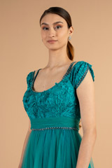 Teal Cold Shoulder GownDSC01062