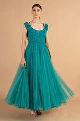 Teal Cold Shoulder Gown