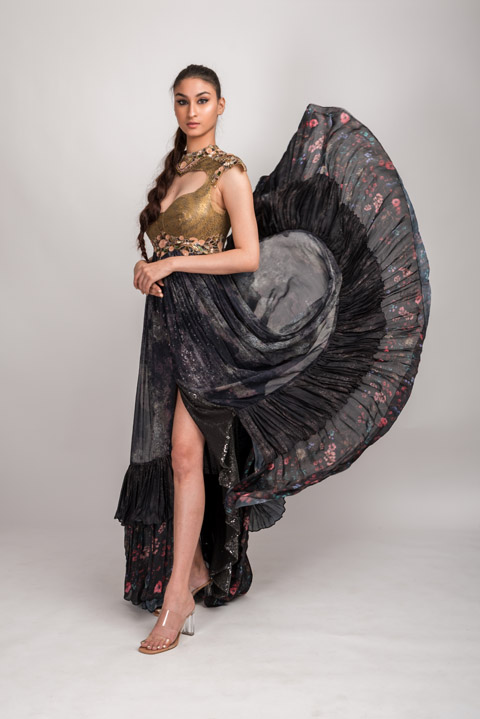 Grey Floral Gown