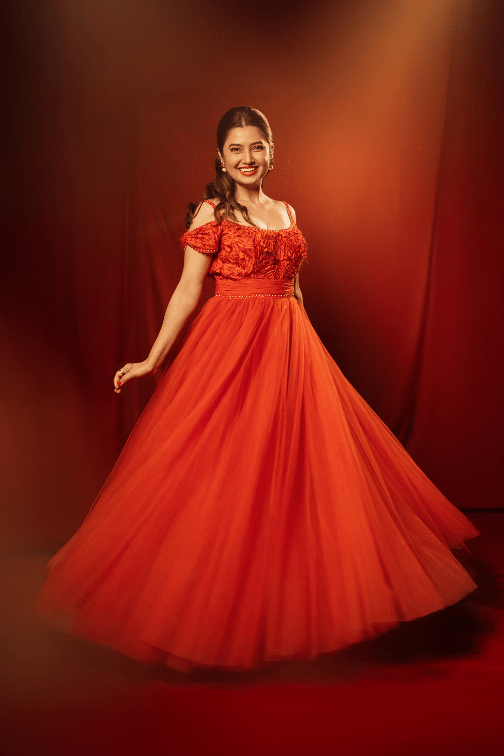 Red Flared Gown2