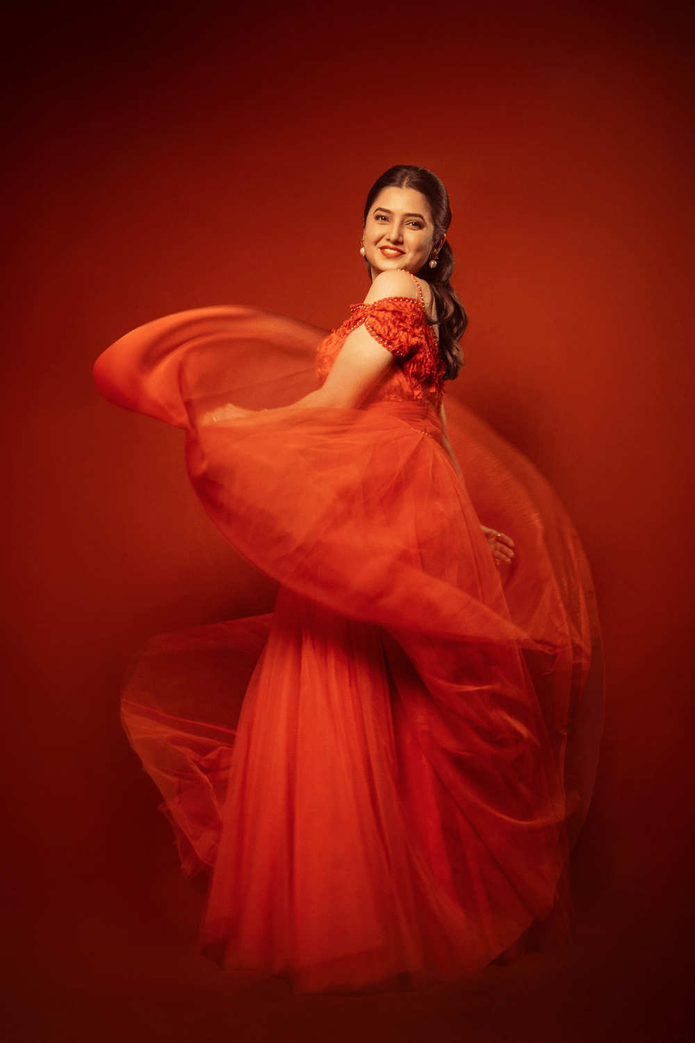Red Flared Gown