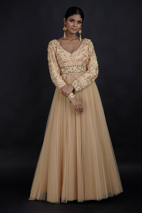 Peach Embellished Gown