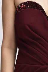 Maroon Off Shoulder Dress_SUB7837