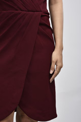 Maroon Off Shoulder Dress_SUB7838