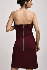 Maroon Off Shoulder Dress_SUB7840