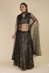 Black Gajji Printed Silk Top Bottom Set3439_video