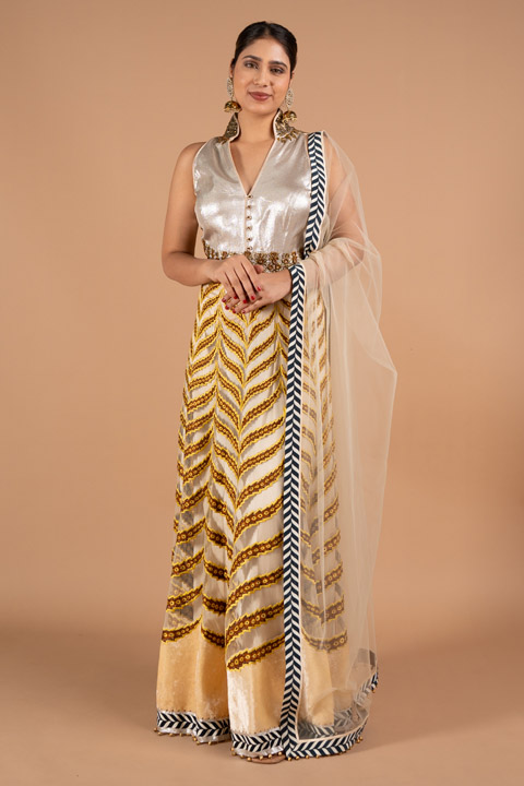 Gold Anarkali Set