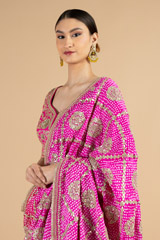 Pink And Green Crinkled Lehenga SetDSC04900
