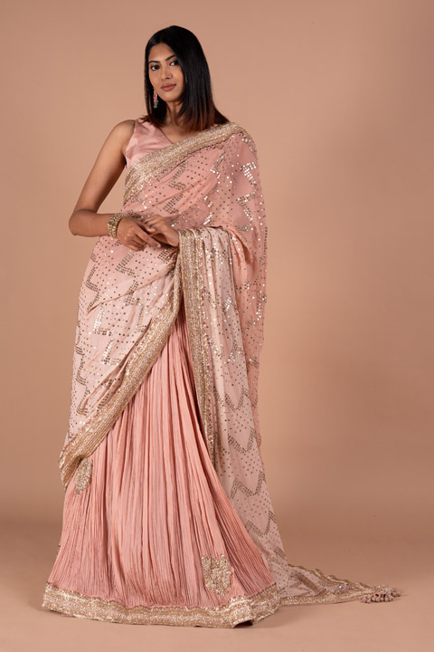 Lehenga Saree With Embellished Dupatta