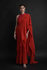 Red Pleated Saree_DTR2862