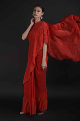Red Pleated Saree_DTR2867