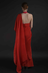 Red Pleated Saree_DTR2868