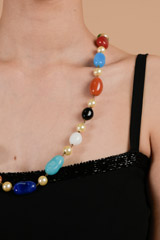 Multi colour stone long necklace_DTR3192