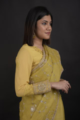 Yellow Gota Embroidery Saree_DTR0886