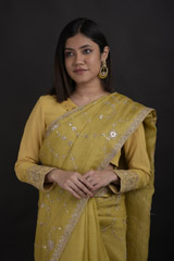 Yellow Gota Embroidery Saree_DTR0890