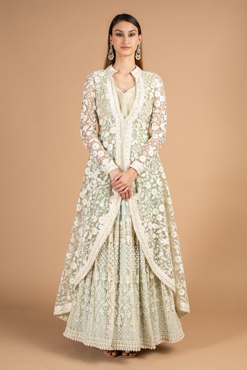Embroidered Gown With Jacket