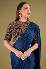 Midnight Blue Zardozi Saree GownDSC00141