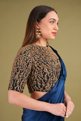 Midnight Blue Zardozi Saree GownDSC00145