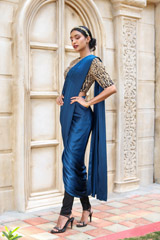 Midnight Blue Zardozi Saree GownIMG_0159