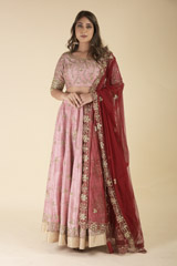 Pink Embroidered Lehenga Set