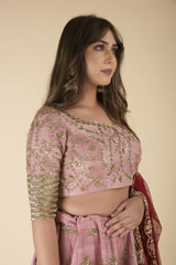 Pink Embroidered Lehenga Set_DTR1089