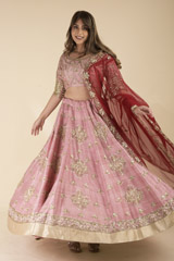 Pink Embroidered Lehenga Set_DTR1092