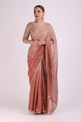 Pink Embellished Saree Set