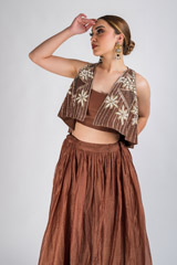 Brown Embroidered Top Bottom Set_DSC4455-Edit