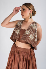 Brown Embroidered Top Bottom Set_DSC4459-Edit