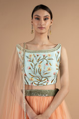Coral And Powder Blue LehengaDSC00183