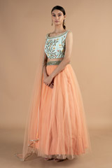 Coral And Powder Blue LehengaDSC00185