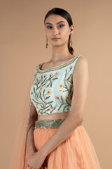 Coral And Powder Blue LehengaDSC00186