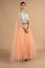 Coral And Powder Blue LehengaDSC00188