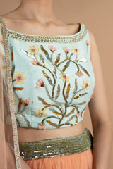 Coral And Powder Blue LehengaDSC00189