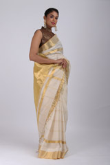 White checks gold border sareeIMG_3429