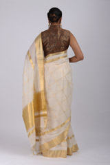 White checks gold border sareeIMG_3438