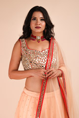 Orange mirror work LehengaIMG_8135