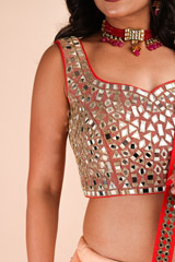 Orange mirror work LehengaIMG_8136