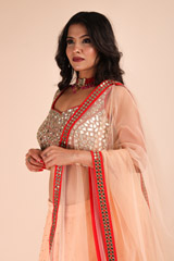 Orange mirror work LehengaIMG_8137