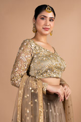 Grey Floral Embellished LehengaDSC09669