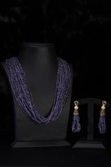 Purple Beaded Necklace Set